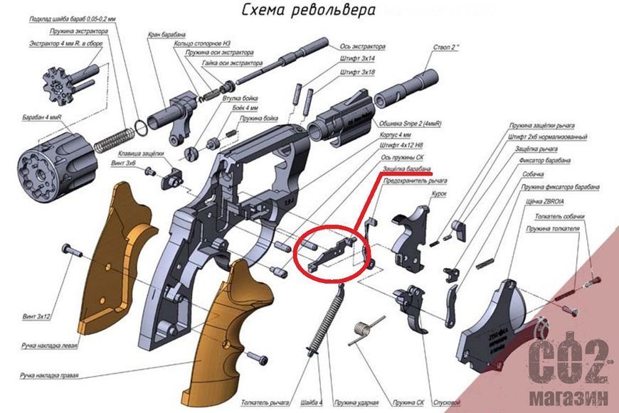 Защелка барабана на револьверы Safari РФ, Safari РФ (М), Alfa, Snipe 967459257 фото