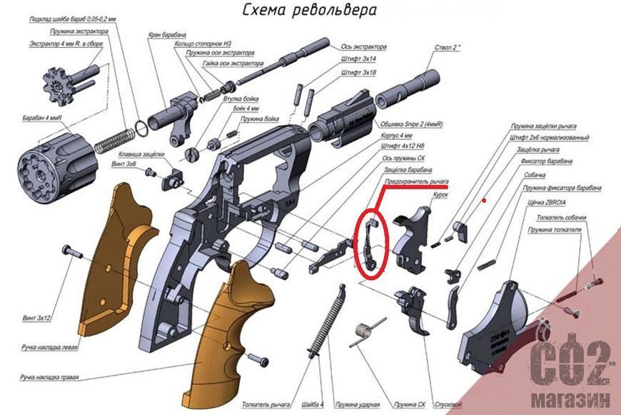 Предохранитель рычага на револьверы Safari РФ, Safari РФ (М), Alfa, Snipe 967505669 фото