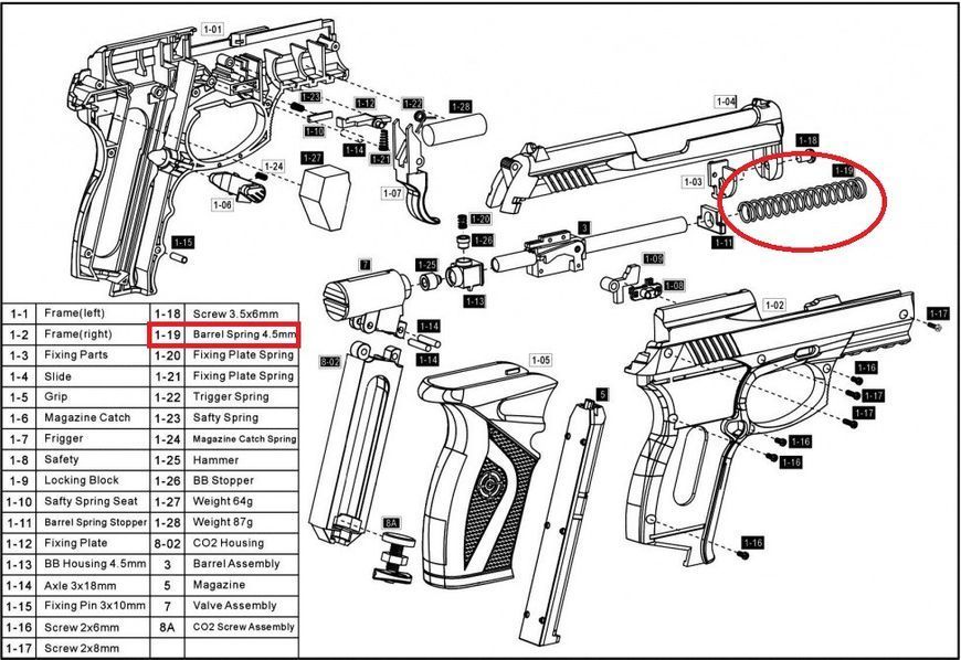 Возвратная пружина Crosman C11, WinGun 305, Borner C11 1710804122 фото